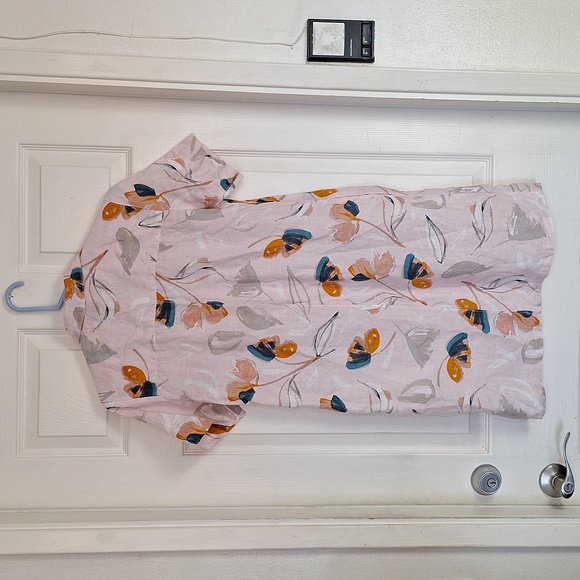 Rachel Zoe 100% Linen Shirt Dress Size XS Floral Loose Fit Casual Pockets - Picture 5 of 5